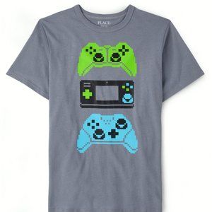 The Childrens Place Boy Video Gamer Graphic Tee-Short Sleeve-XL (14)- Grey NWT